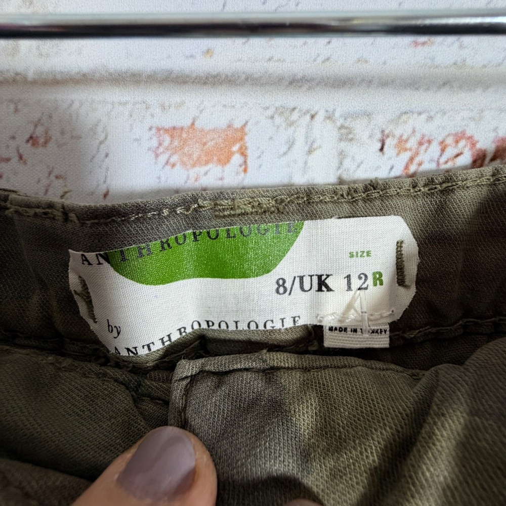 Anthropologie Camo Mini Skirt Womens 8 Green Camouflage Button Front Utility - Picture 2 of 4